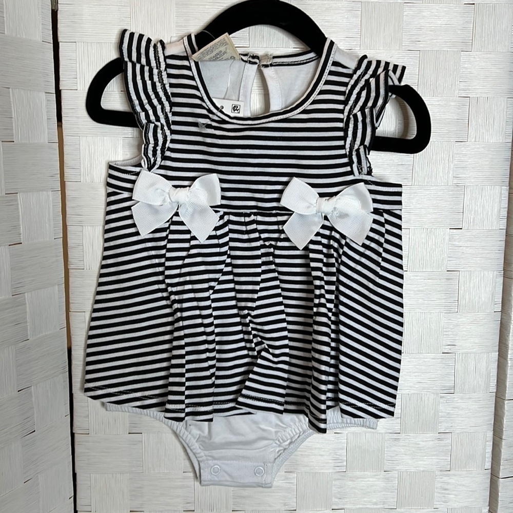 FIRST Impressions Black and White Stripe Sunsuit